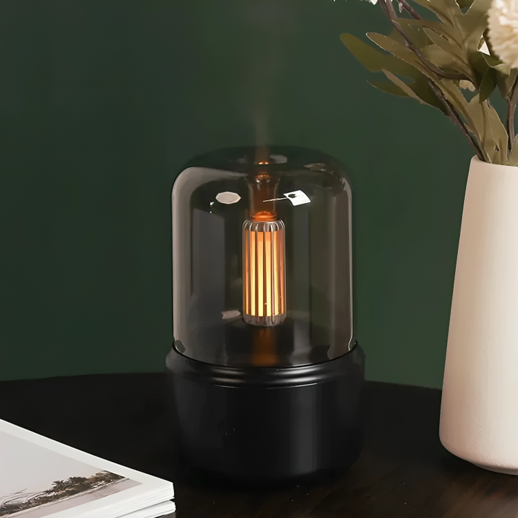 CandleGlow Candlelight Humidifier & Aroma Diffuser – LED Flame Effect, Ultrasonic Cool Mist, Quiet Air Moisturizer for Home & Bedroom