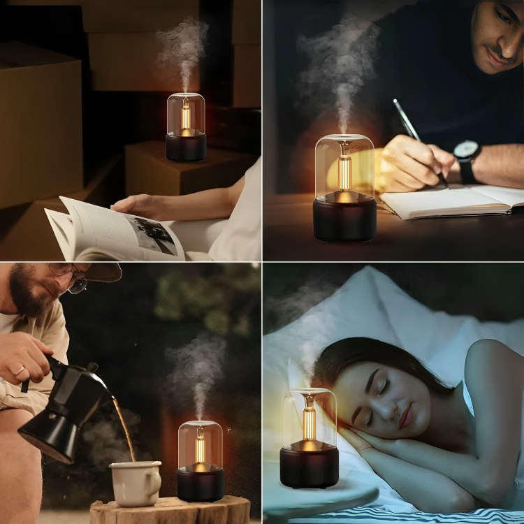 CandleGlow Candlelight Humidifier & Aroma Diffuser – LED Flame Effect, Ultrasonic Cool Mist, Quiet Air Moisturizer for Home & Bedroom