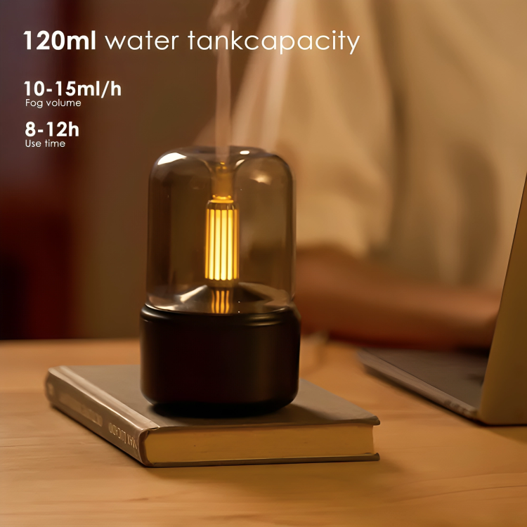 CandleGlow Candlelight Humidifier & Aroma Diffuser – LED Flame Effect, Ultrasonic Cool Mist, Quiet Air Moisturizer for Home & Bedroom