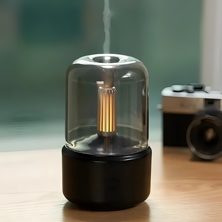 CandleGlow Candlelight Humidifier & Aroma Diffuser – LED Flame Effect, Ultrasonic Cool Mist, Quiet Air Moisturizer for Home & Bedroom