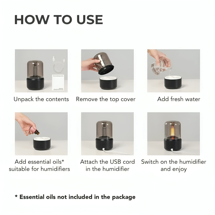 CandleGlow Candlelight Humidifier & Aroma Diffuser – LED Flame Effect, Ultrasonic Cool Mist, Quiet Air Moisturizer for Home & Bedroom