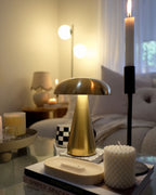 HushLight™ Luxury Gold Mushroom LED Table Lamp – Rechargeable Ambient Bedside Light