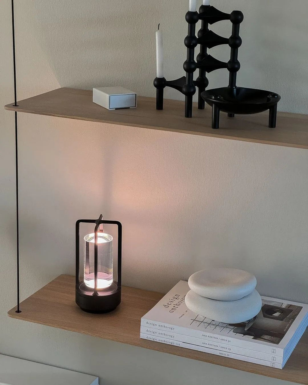 GlassLite™ Modern LED Lantern Table Lamp – Minimalist Ambient Bedside Light