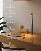 AuraStem™ Modern Minimalist LED Desk Lamp – Rechargeable Touch Control, 3 Brightness Levels, Multi-Color Slim Design