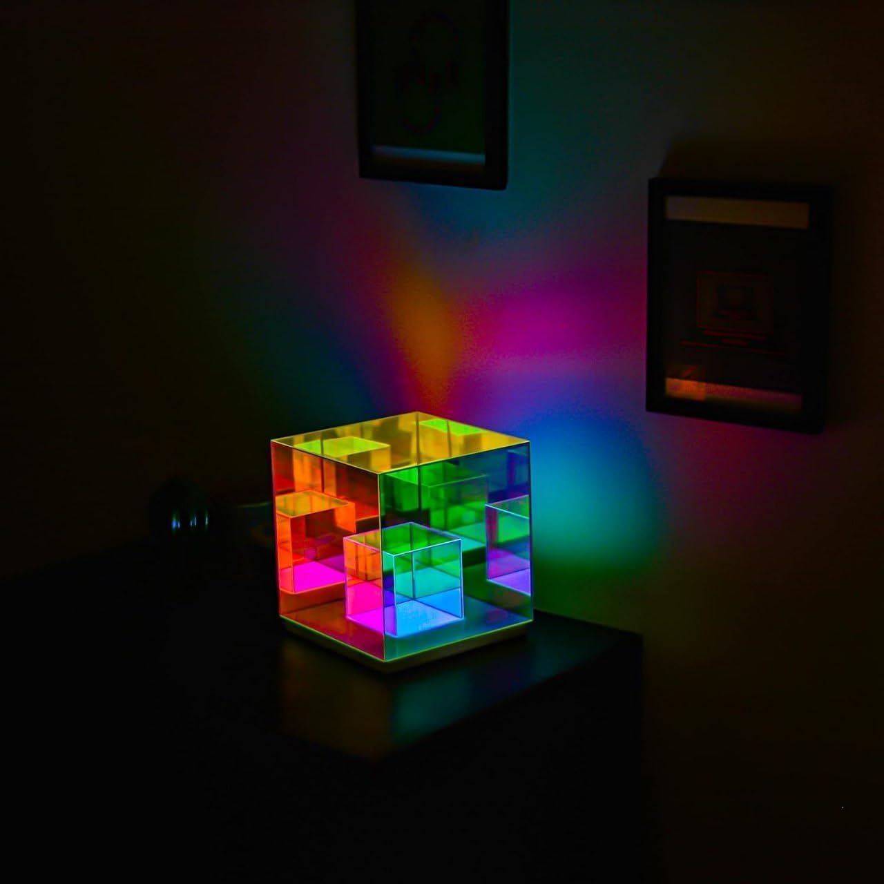 InfineCube Infinity Prism RGB Lamp – Optical Color Changing LED Cube Light for Modern Home Décor