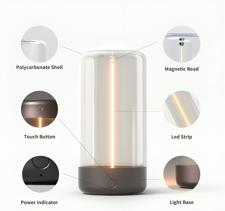 FilamentLite™  Cordless Glass LED Table Lamp – Rechargeable Ambient Light with Warm Glow