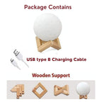 LunaSphere™  3D Moon Lamp Night Light with Wooden Stand – Realistic Lunar LED Lamp, Warm Glow Bedroom Light, Unique Gift for Kids & Home Décor
