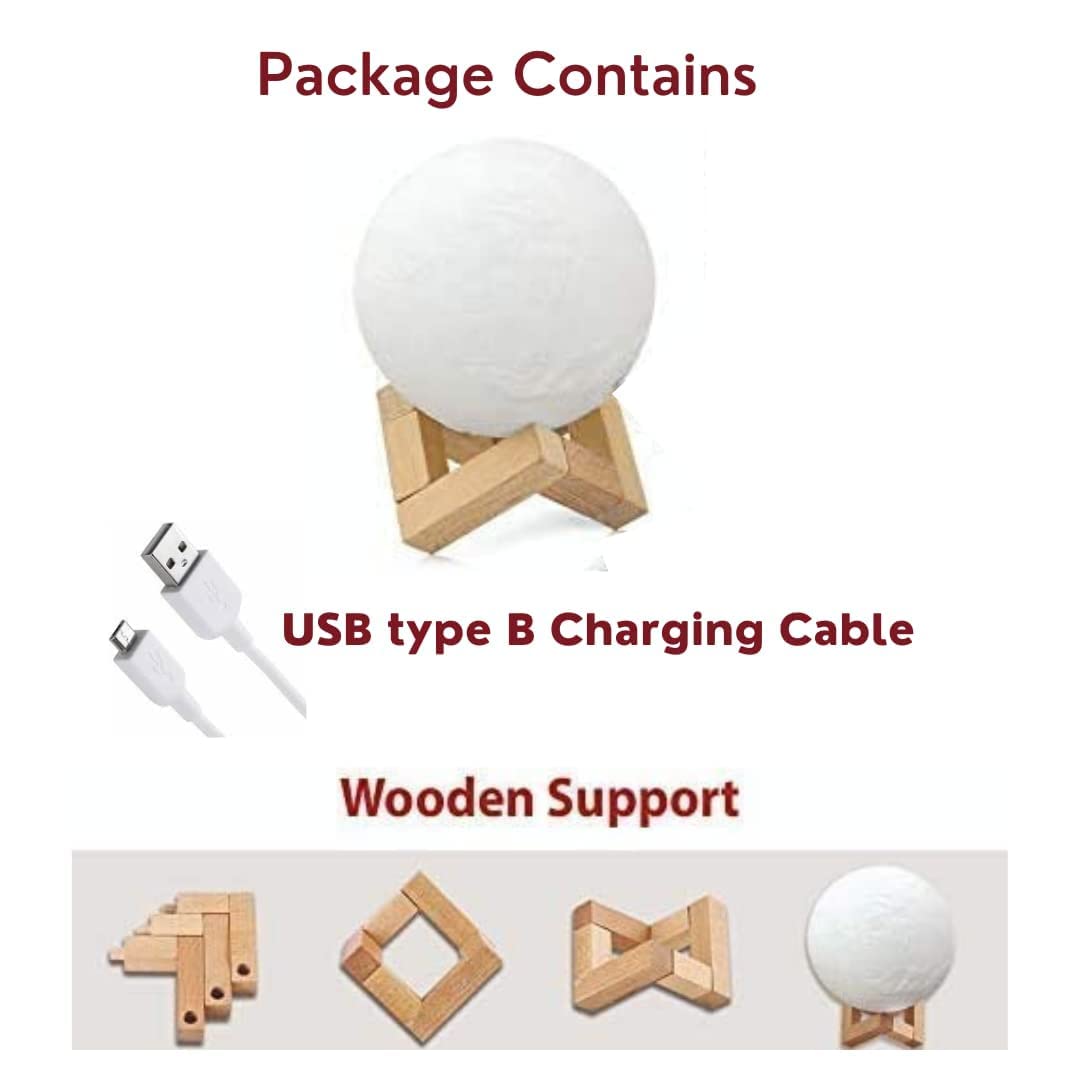 LunaSphere™  3D Moon Lamp Night Light with Wooden Stand – Realistic Lunar LED Lamp, Warm Glow Bedroom Light, Unique Gift for Kids & Home Décor