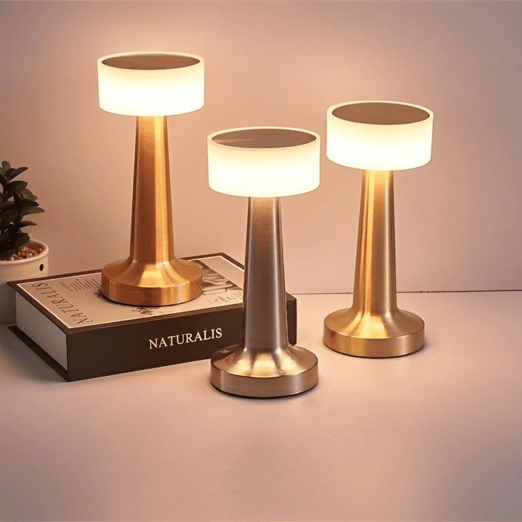 Amberra™ Cordless Rechargeable LED Table Lamp – Modern Brushed Touch Dimmable Bedside & Ambient Light