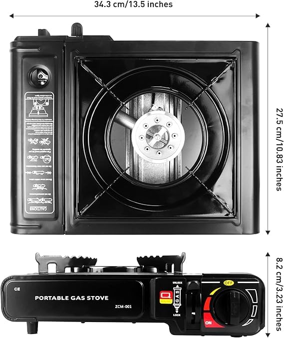 FlameGo™ + Portable Butane Gas Stove – Compact Camping Stove with Auto Ignition & Safety Lock