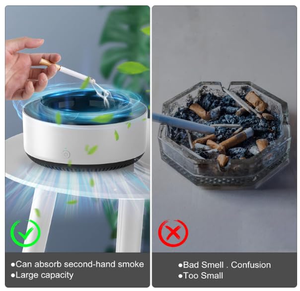 ClearAir Smokeless Ashtray with Smoke Absorber – USB Rechargeable Air Purifier Ashtray for Home & Office