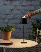 Sage™  Modern Black LED Table Lamp – Minimalist Bedside Light with Fabric Shade, Warm Ambient Desk Lamp for Bedroom & Living Room
