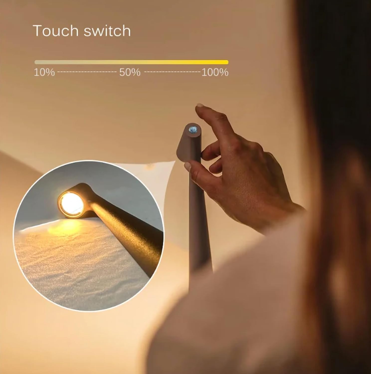 AuraStem™ Modern Minimalist LED Desk Lamp – Rechargeable Touch Control, 3 Brightness Levels, Multi-Color Slim Design