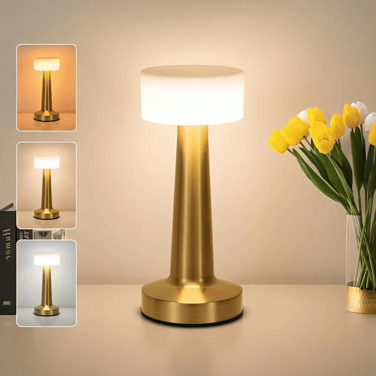 Amberra™ Cordless Rechargeable LED Table Lamp – Modern Brushed Touch Dimmable Bedside & Ambient Light