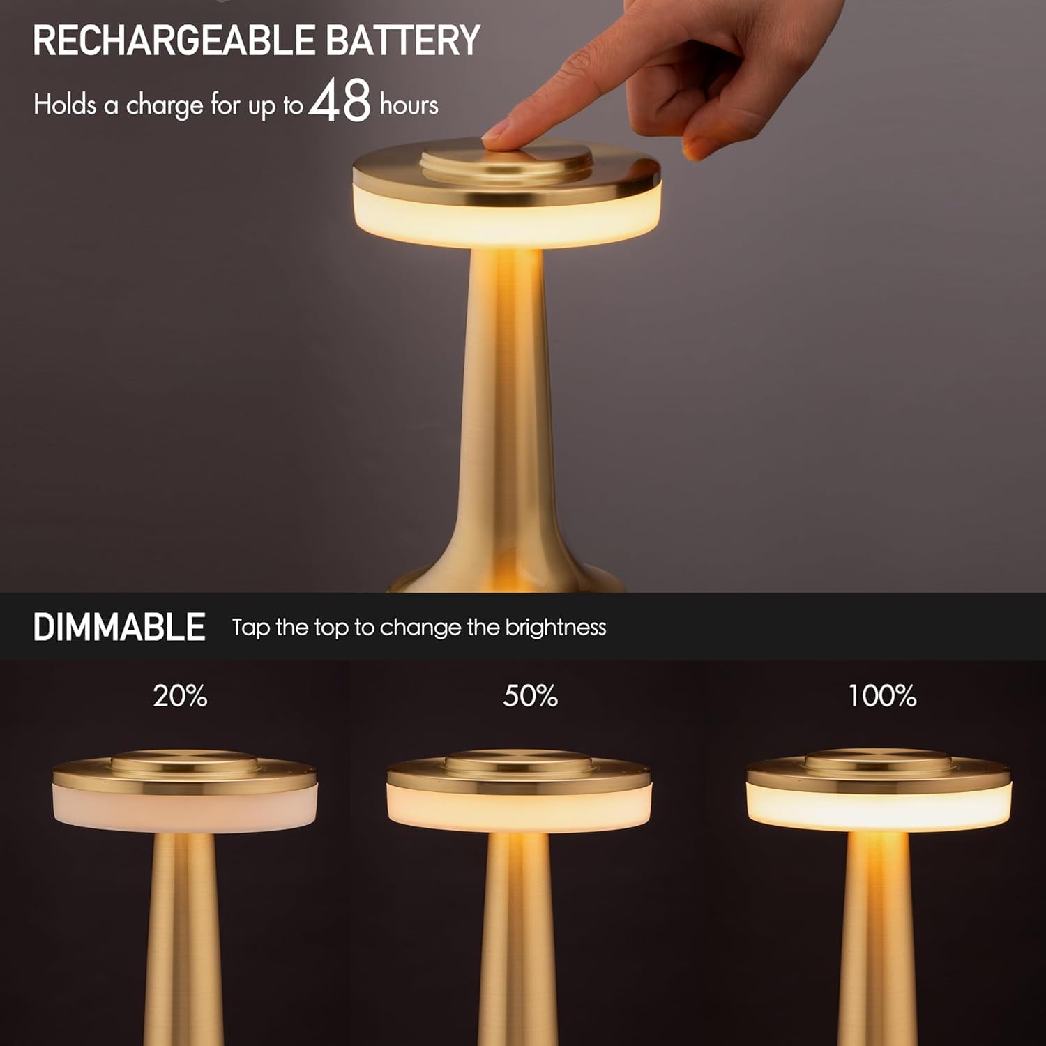 Halo X™ Slim Touch Table Lamp – Cordless Rechargeable Ambient LED Light