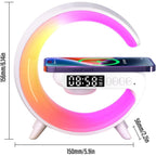 SphereGlow RGB Bluetooth Speaker with Wireless Charger & LED Clock – Bedside Lamp, Fast Charging, Stereo Sound & Ambient Light