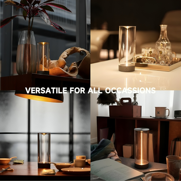 FilamentLite™  Cordless Glass LED Table Lamp – Rechargeable Ambient Light with Warm Glow