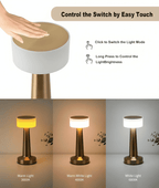 Amberra™ Cordless Rechargeable LED Table Lamp – Modern Brushed Touch Dimmable Bedside & Ambient Light
