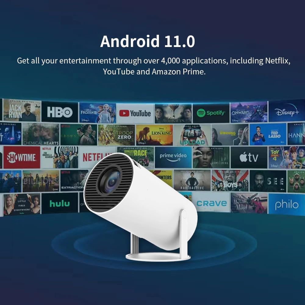 StreamPro Smart Mini Projector with Android TV – WiFi & Bluetooth Portable HD Home Theater