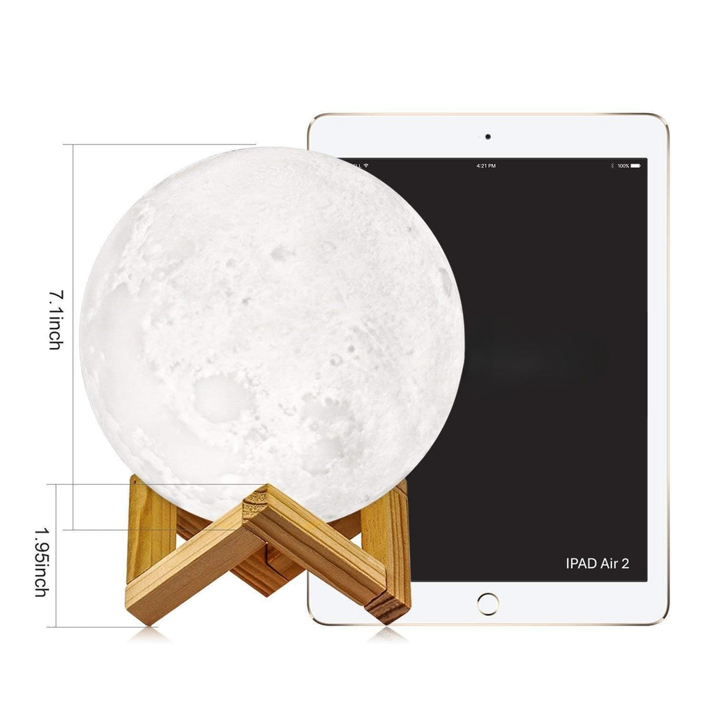 LunaSphere™  3D Moon Lamp Night Light with Wooden Stand – Realistic Lunar LED Lamp, Warm Glow Bedroom Light, Unique Gift for Kids & Home Décor