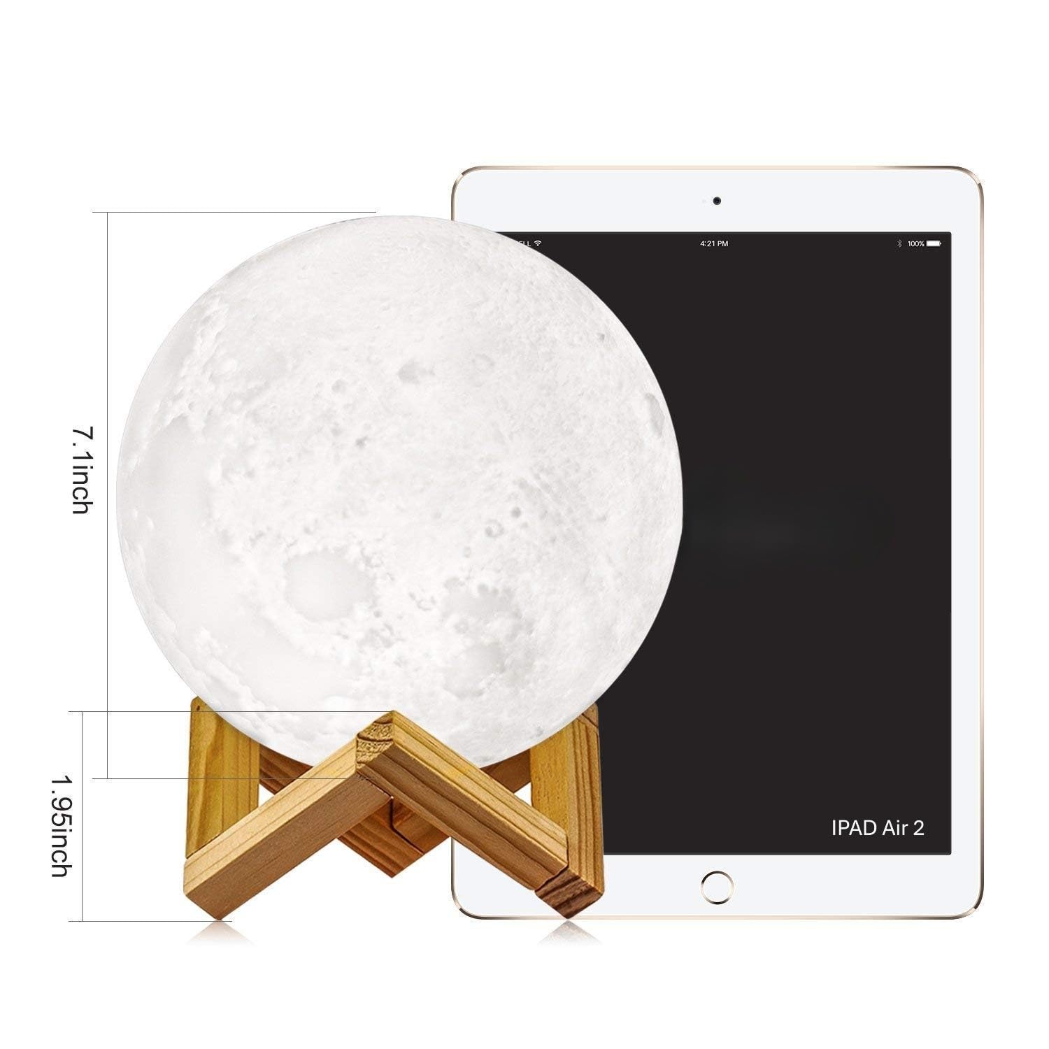 LunaSphere™  3D Moon Lamp Night Light with Wooden Stand – Realistic Lunar LED Lamp, Warm Glow Bedroom Light, Unique Gift for Kids & Home Décor