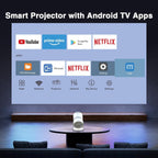 StreamPro Smart Mini Projector with Android TV – WiFi & Bluetooth Portable HD Home Theater