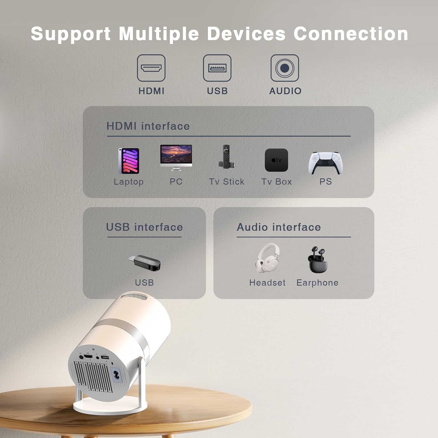 StreamPro Smart Mini Projector with Android TV – WiFi & Bluetooth Portable HD Home Theater