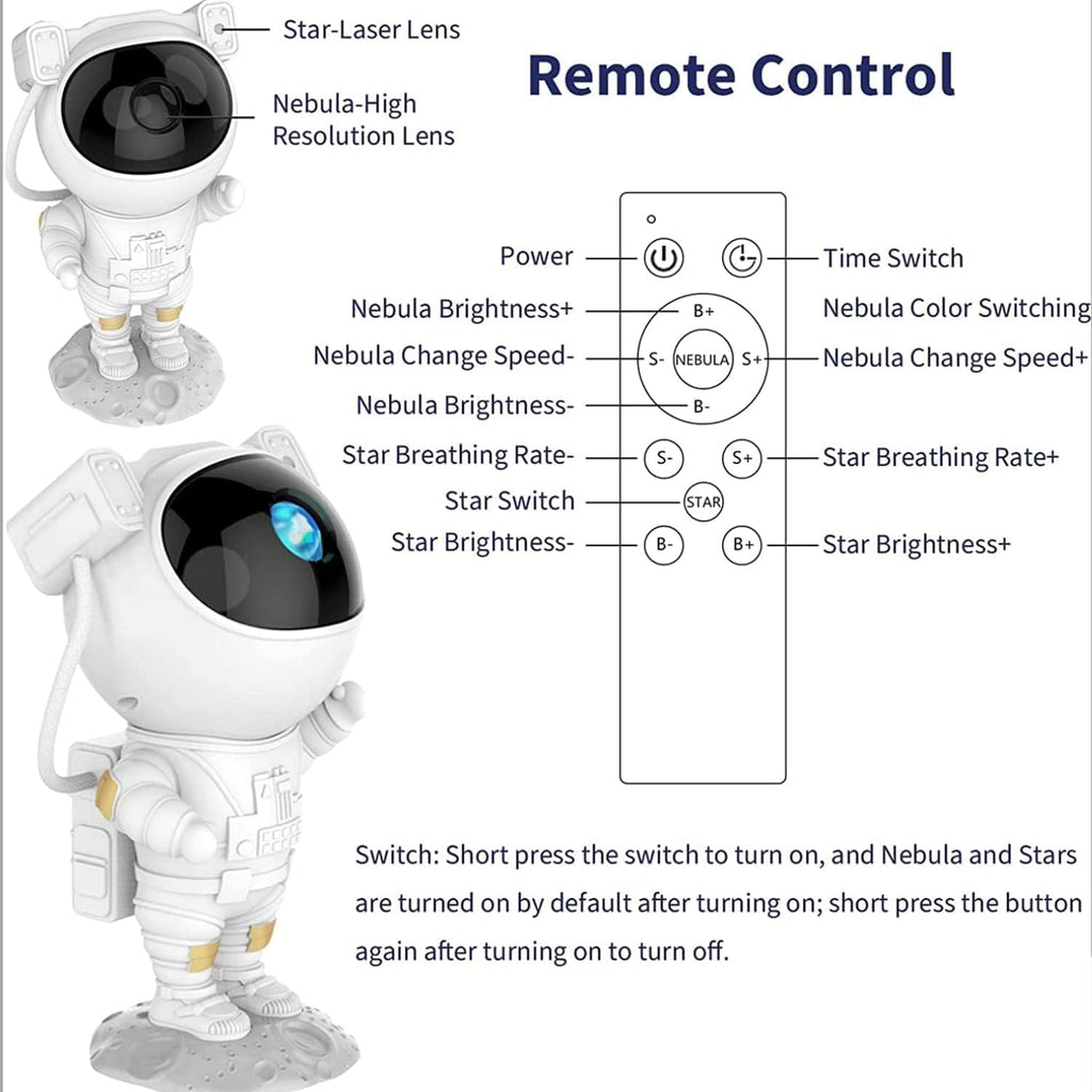 AstroGlow Astronaut Galaxy Projector Night Light – Star Nebula LED Lamp with Remote Control, Space Projector for Bedroom & Kids
