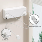 FlexLine Retractable Indoor Clothesline – Wall-Mounted Stainless Steel Drying Line with Lock Button