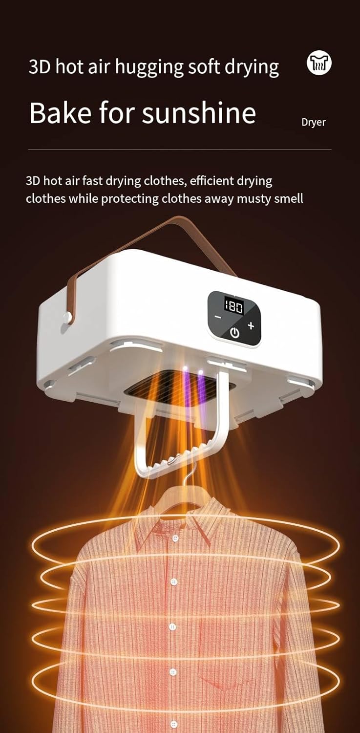 QuickDry X Portable Clothes Dryer with Hanging Rack – Foldable Electric Garment Drying Bag