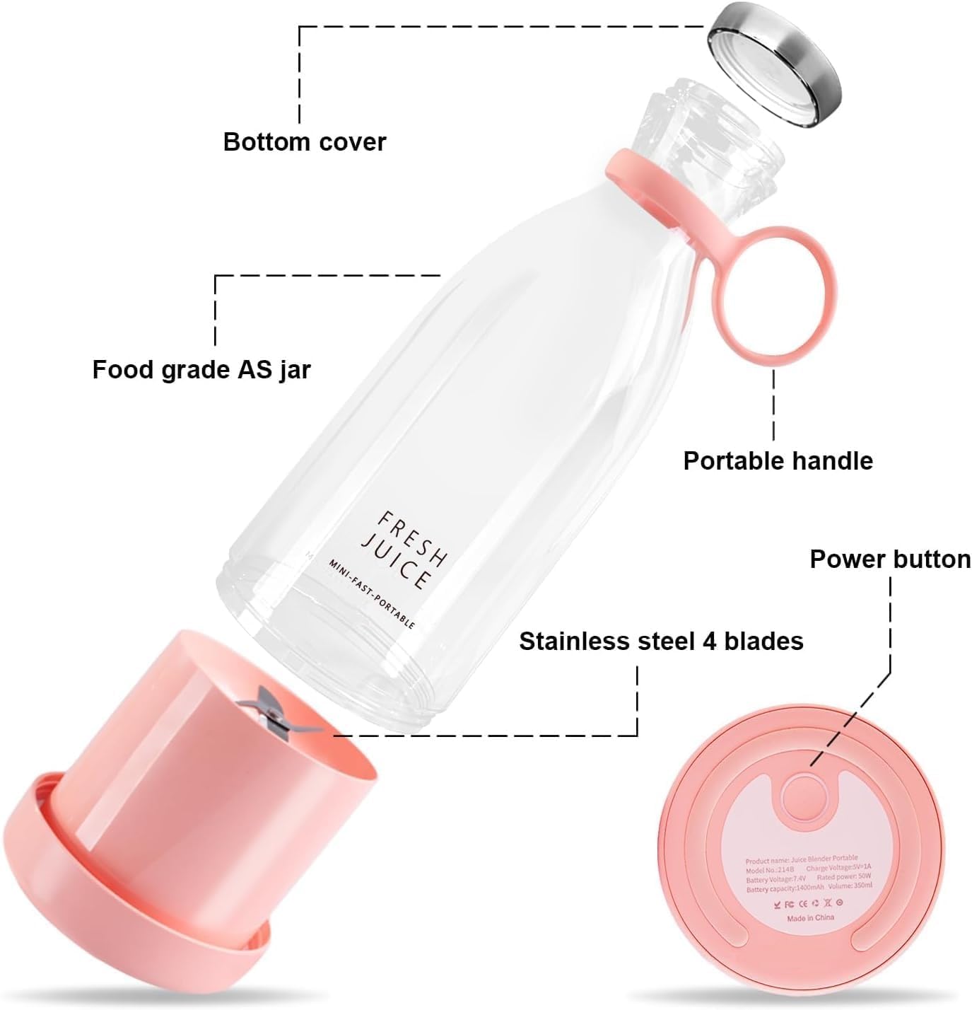 JuiceMate Pro Portable Blender Bottle – USB Rechargeable Mini Juicer for Smoothies & Fresh Juice