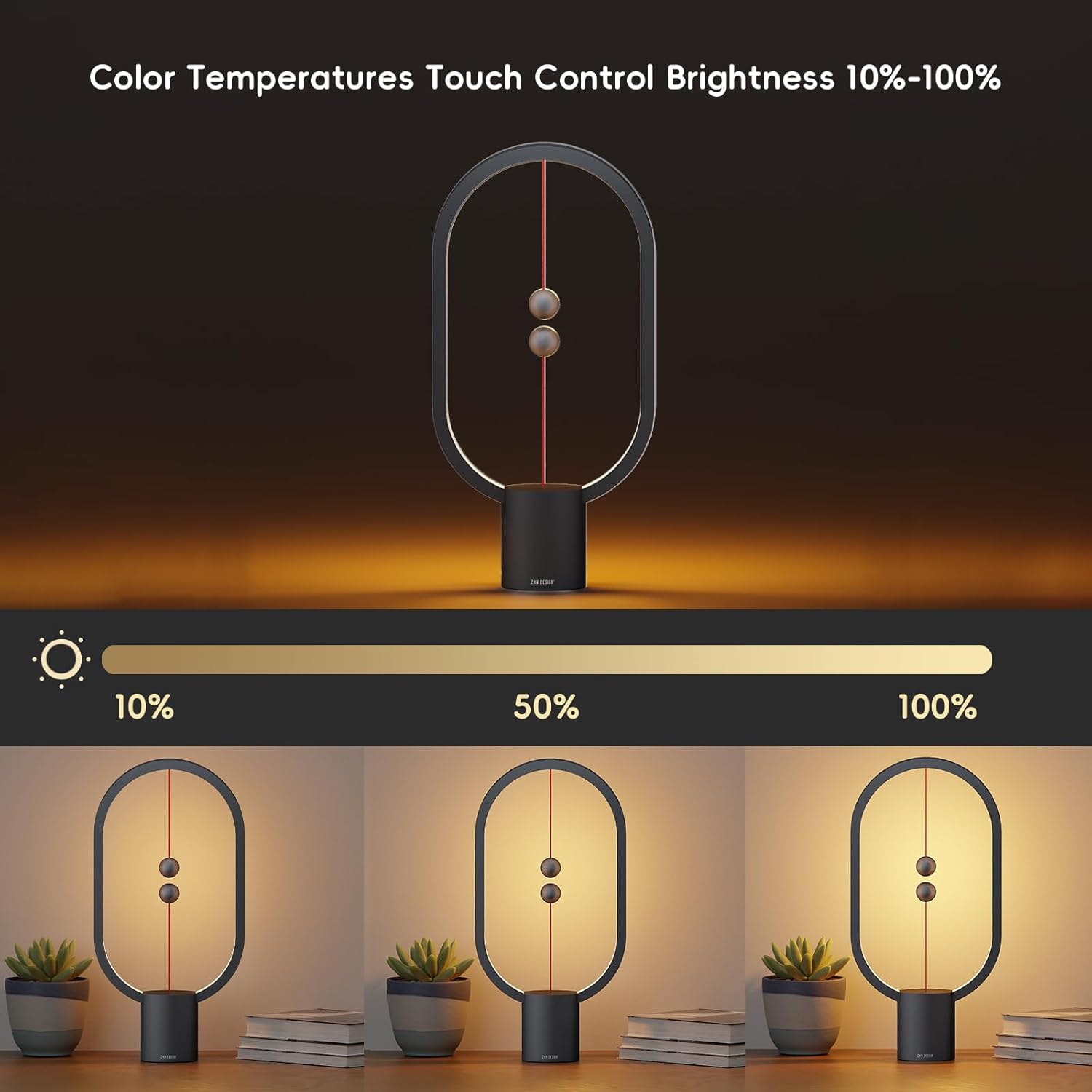 HengBalance™ Modern LED Balance Lamp – Magnetic Switch USB-C Ambient Table Light