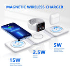 TriCharge Dock 3-in-1 Magnetic Wireless Charger – 15W Fast Charging Station for iPhone, Apple Watch & AirPods (Foldable Dock)