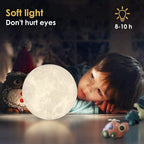 LunaSphere™  3D Moon Lamp Night Light with Wooden Stand – Realistic Lunar LED Lamp, Warm Glow Bedroom Light, Unique Gift for Kids & Home Décor