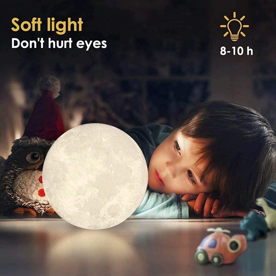 LunaSphere™  3D Moon Lamp Night Light with Wooden Stand – Realistic Lunar LED Lamp, Warm Glow Bedroom Light, Unique Gift for Kids & Home Décor