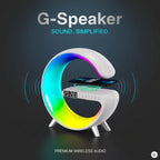 SphereGlow RGB Bluetooth Speaker with Wireless Charger & LED Clock – Bedside Lamp, Fast Charging, Stereo Sound & Ambient Light