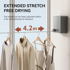 FlexLine Retractable Indoor 1 Liner Clothesline – Wall-Mounted Stainless Steel Drying Line with Lock Button