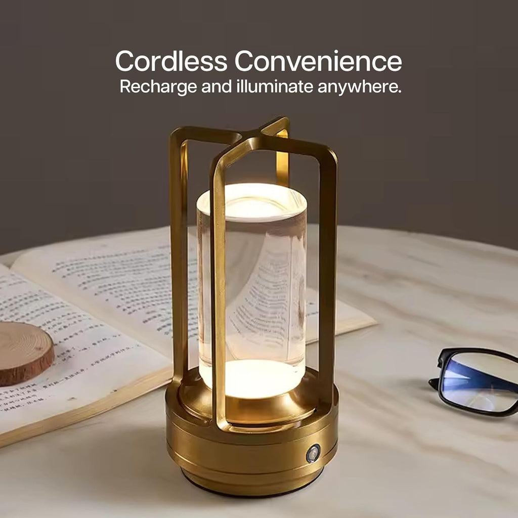 GlassLite™ Modern LED Lantern Table Lamp – Minimalist Ambient Bedside Light