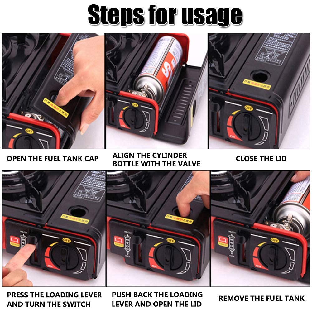 FlameGo™ + Portable Butane Gas Stove – Compact Camping Stove with Auto Ignition & Safety Lock