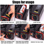 FlameGo™ + Portable Butane Gas Stove – Compact Camping Stove with Auto Ignition & Safety Lock