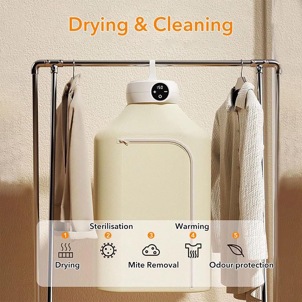 QuickDry X Portable Clothes Dryer with Hanging Rack – Foldable Electric Garment Drying Bag