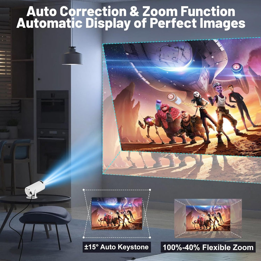 StreamPro Smart Mini Projector with Android TV – WiFi & Bluetooth Portable HD Home Theater