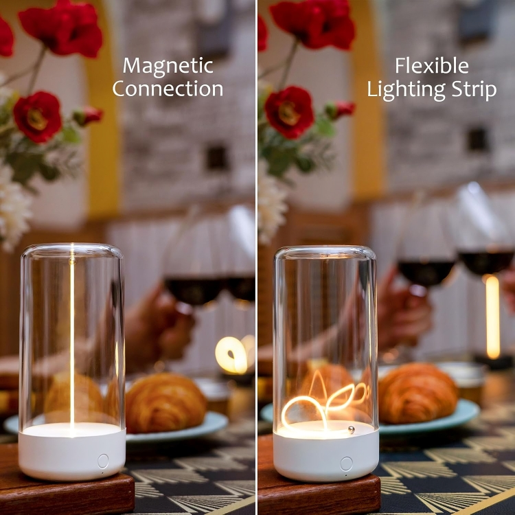 FilamentLite™  Cordless Glass LED Table Lamp – Rechargeable Ambient Light with Warm Glow