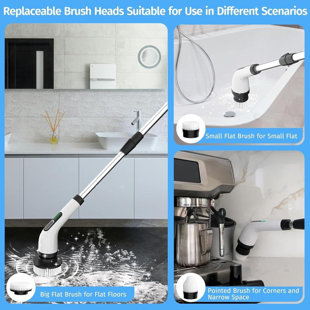 PowerScrub Electric Spin Scrubber with Extendable Handle – Cordless Cleaning Brush with Multiple Heads