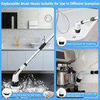 PowerScrub Electric Spin Scrubber with Extendable Handle – Cordless Cleaning Brush with Multiple Heads