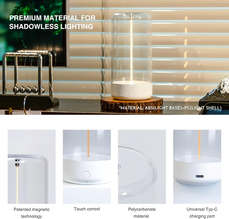 FilamentLite™  Cordless Glass LED Table Lamp – Rechargeable Ambient Light with Warm Glow
