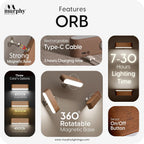 HaloWood™ Magnetic Rotatable LED Wall Lamp – Rechargeable Wooden Night Light with Stepless Dimming