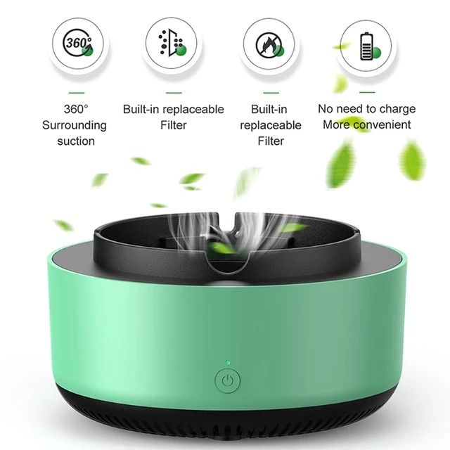 ClearAir Smokeless Ashtray with Smoke Absorber – USB Rechargeable Air Purifier Ashtray for Home & Office