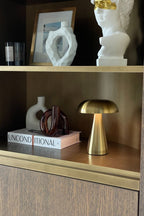 HushLight™ Luxury Gold Mushroom LED Table Lamp – Rechargeable Ambient Bedside Light