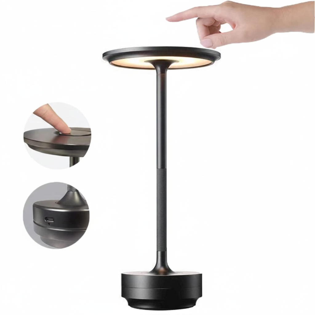 TouchNova™ Luxury Metal LED Table Lamp – Rechargeable Touch Dimmable Desk Light (Gold / Silver / Black)